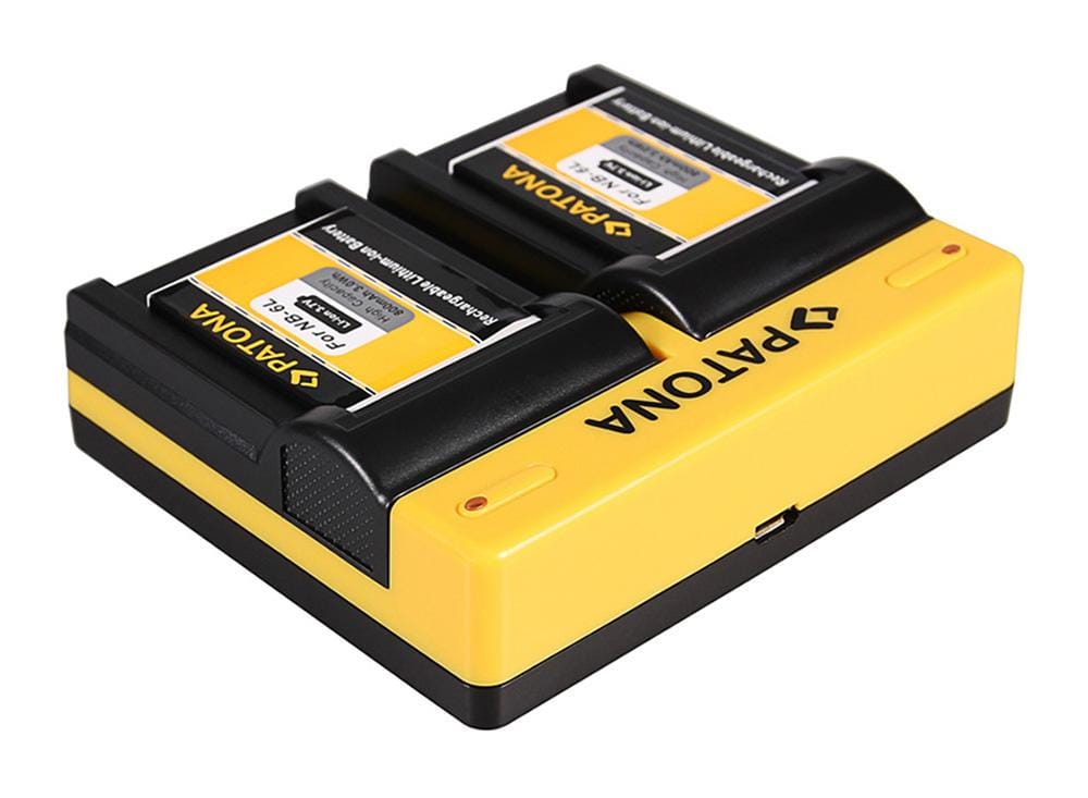 Caricatore Dual PATONA per Canon SLB-10A (Ixus 85 IS, IXY DIGITAL 25 IS) con Micro‑USB