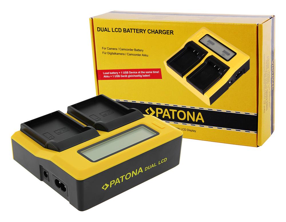 PATONA Dual LCD USB Caricatore per Olympus OM-1 BLX-1