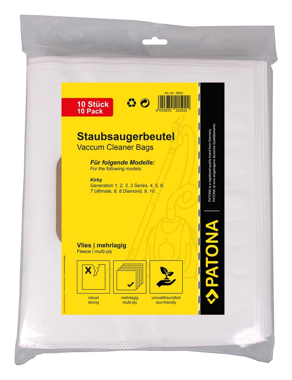 PATONA 10 Sacs d'aspirateur à double couche en feutre pour Kirby G1 G2 G3 G4 G5 G6 G7 G8 G9 G10