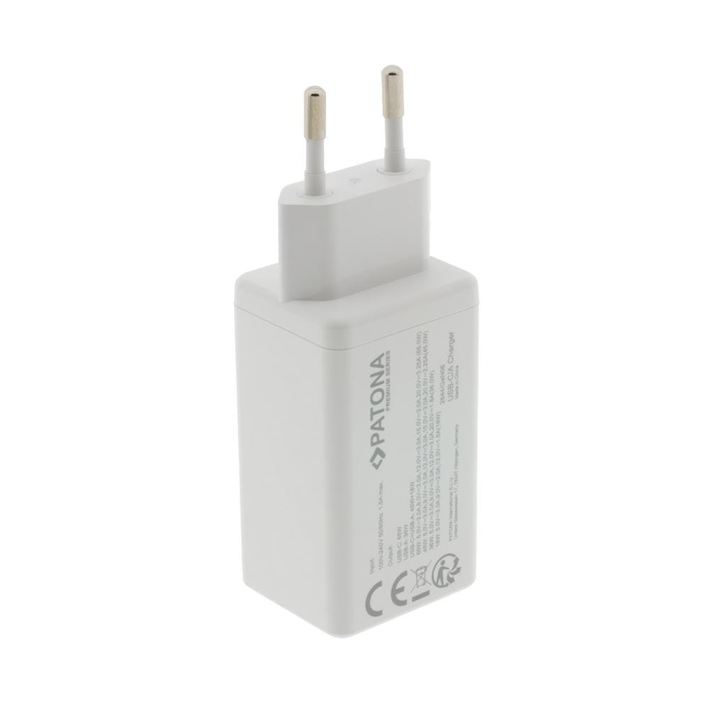 PATONA Premium GaN PD65W Adapter White 1x USB‑C 1x USB‑A PD3.0 QC3.0 PATONA Premium GaN PD65W Adapter White 1x USB‑C 1x USB‑A PD3.0 QC3.0