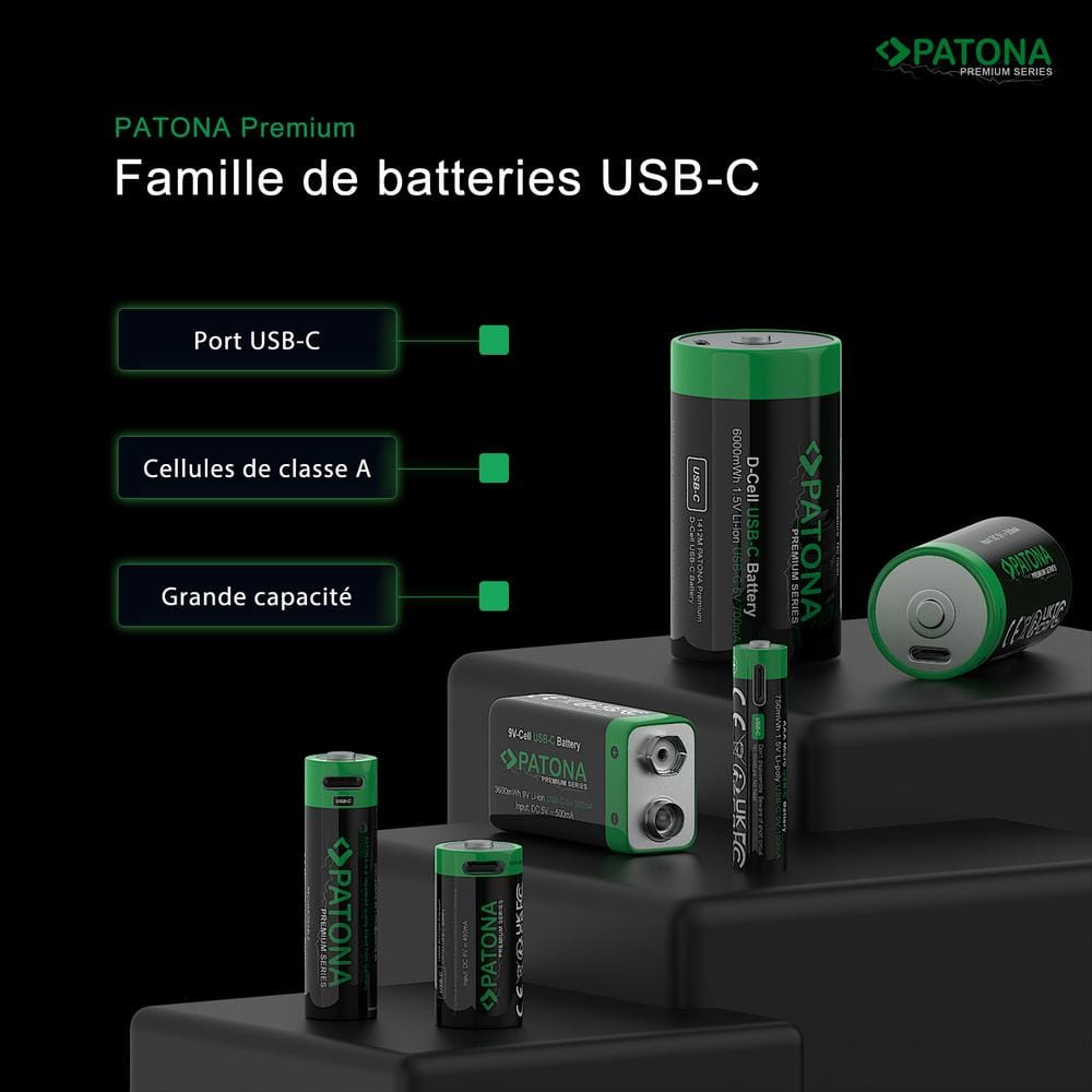 PATONA Premium USB‑C 2‑x LR14 (C) Lithium Batteries 3450 mWh 1.5 V with 1‑to‑2 USB‑C Charging Cable PATONA Premium USB‑C 2‑x LR14 (C) Lithium Batteries 3450 mWh 1.5 V with 1‑to‑2 USB‑C Charging Cable