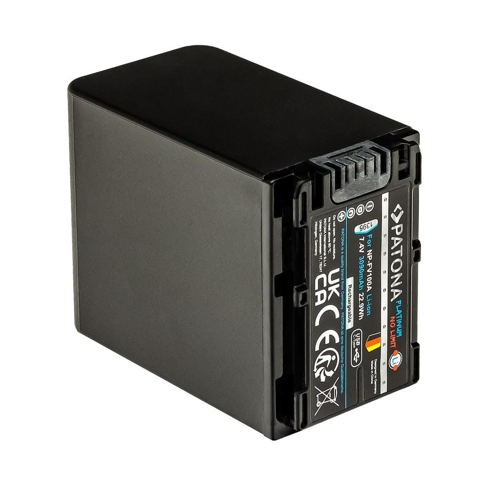 PATONA Platinum Battery con entrada USB‑C para Sony NP‑FV100 FDR‑AX40 FDR‑AX45 FDR‑CX680 NEX‑VG30 PATONA Platinum Battery con entrada USB‑C para Sony NP‑FV100 FDR‑AX40 FDR‑AX45 FDR‑CX680 NEX‑VG30