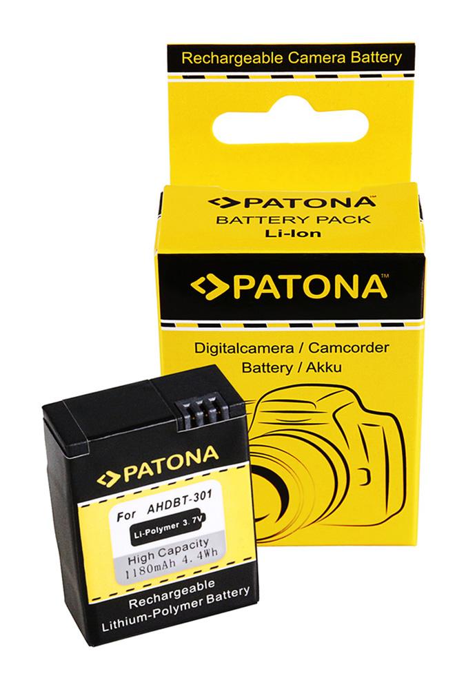 PATONA PREMIUM Batteria 1180mAh AHDBT-301/302 Per GoPro Hero 3 E Hero 3+ (Black, Silver, White Edition)