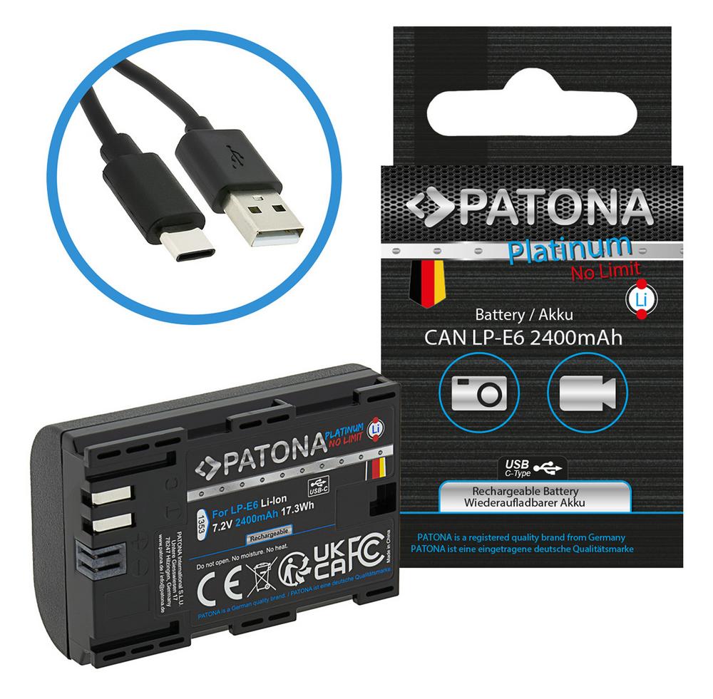 PATONA Platinum Batteria con ingresso USB-C per Canon LP-E6 LPE6 EOS 60D 70D 5D 6D 7D Mark III PATONA Platinum Batteria con ingresso USB-C per Canon LP-E6 LPE6 EOS 60D 70D 5D 6D 7D Mark III