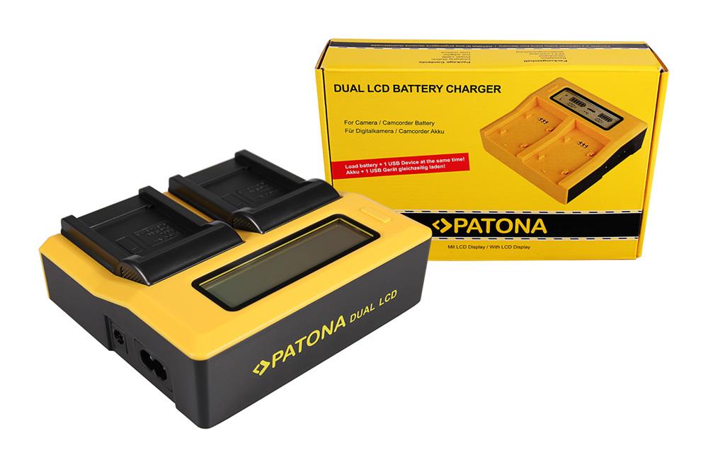 Caricatore Dual LCD USB PATONA per Canon SLB-10A, Ixus 85 IS, IXY DIGITAL 25 IS