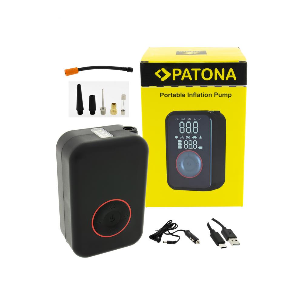 PATONA pompa d'aria elettrica per 10,3 bar 150 PSI compressore portatile a batteria con luce LED, luce SOS e powerbank