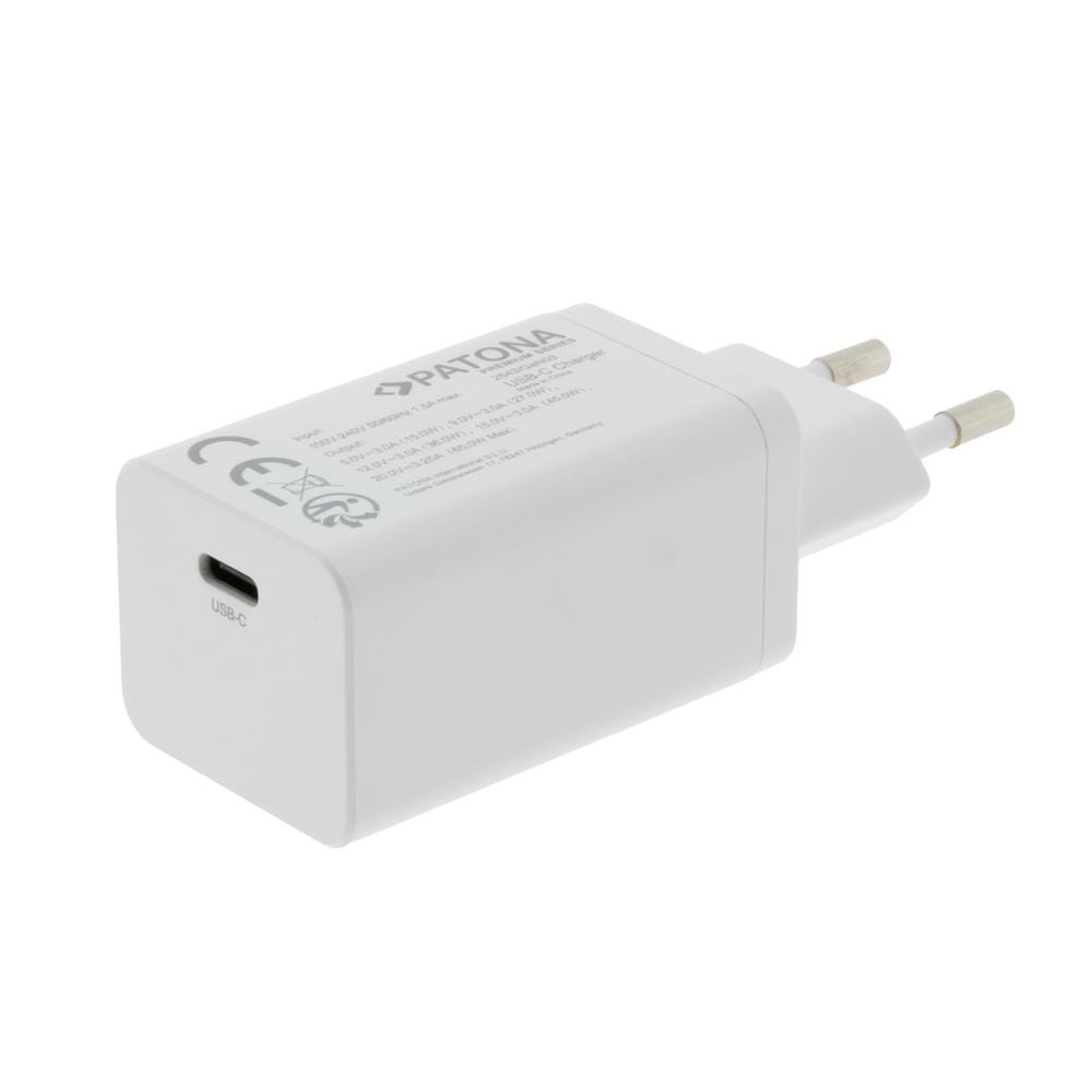 Adaptateur blanc PATONA Premium GaN PD65W 1x USB-C PD3.0 QC3.0