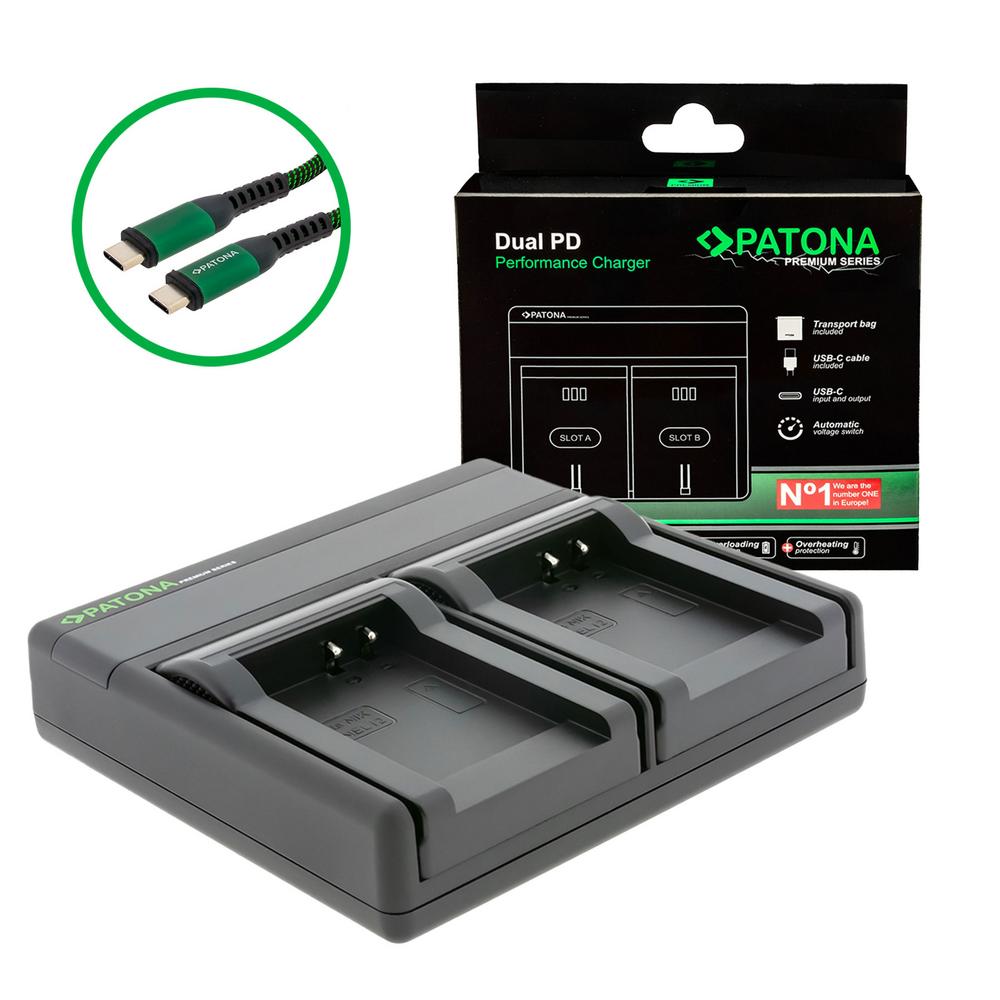 PATONA Cargador Dual PD Premium para Nikon EN‑EL12 con Entrada/Salida USB‑C