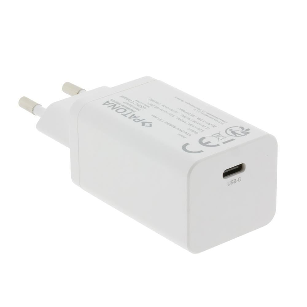 Adaptateur blanc PATONA Premium GaN PD65W 1x USB-C PD3.0 QC3.0