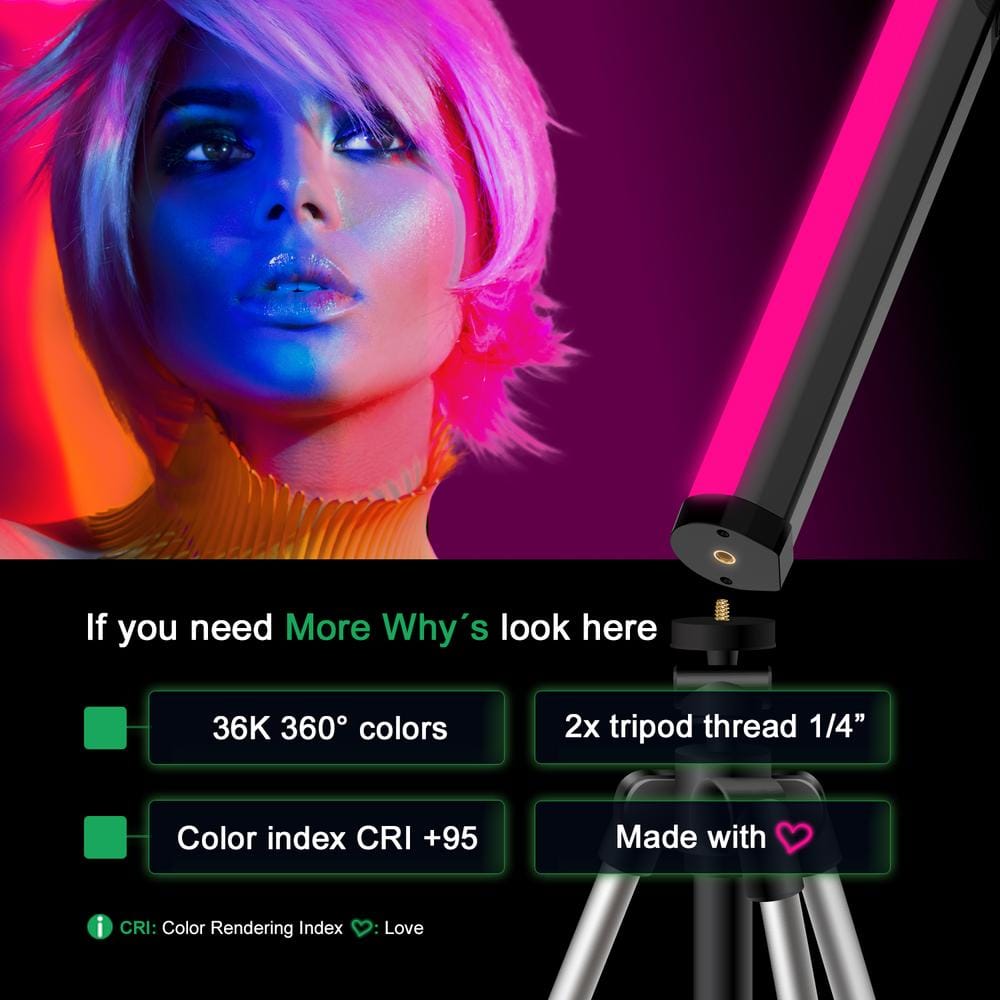PATONA Premium LED RGB Tube Luce Foto e Video 10W con 21 Effetti Preimpostati PATONA Premium LED RGB Tube Luce Foto e Video 10W con 21 Effetti Preimpostati