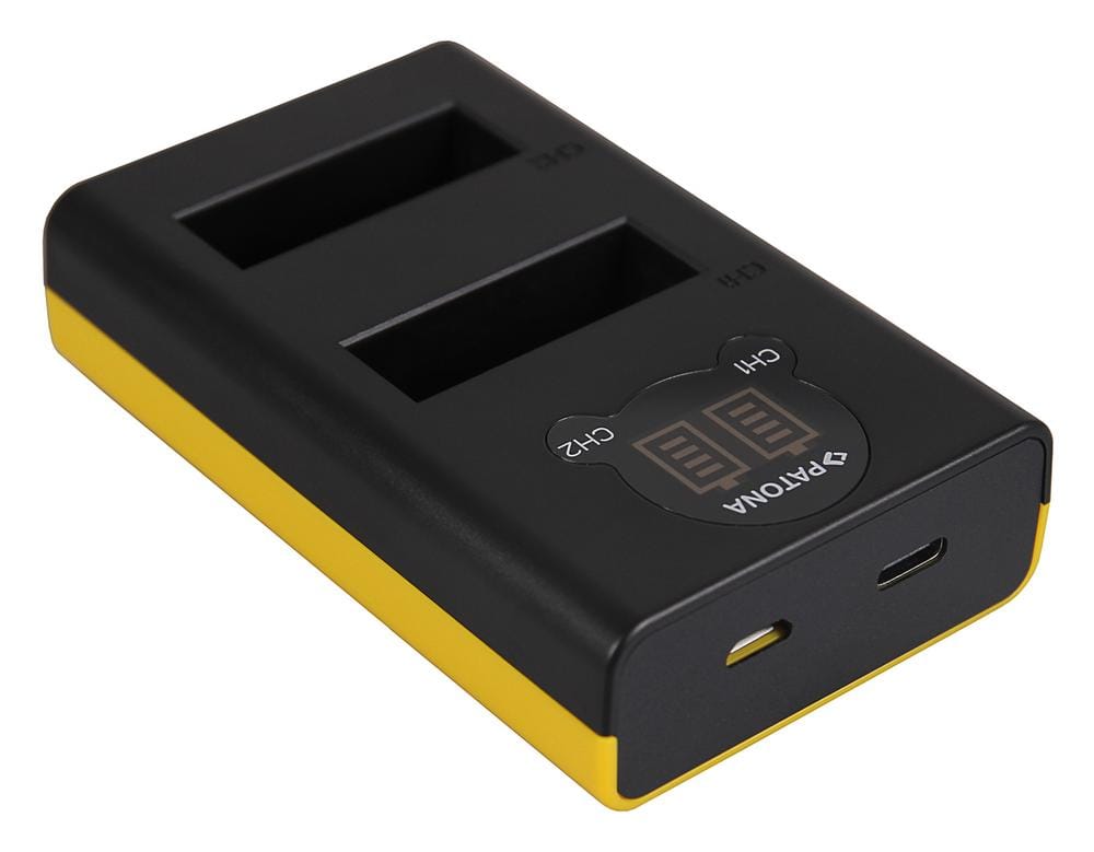 PATONA Carregador USB Dual LCD para câmera DJI Osmo Action AB1 P01