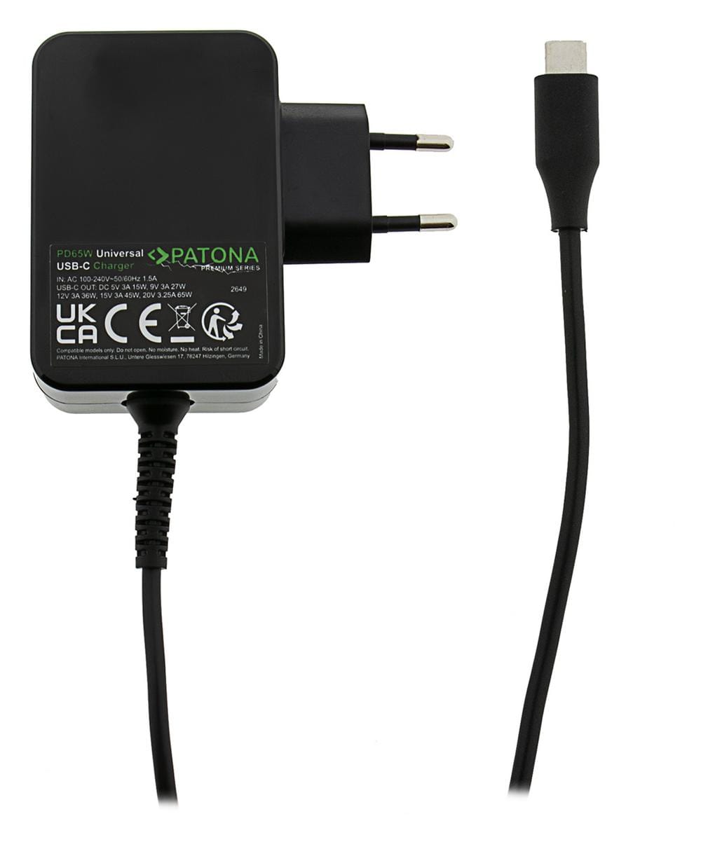 PATONA Premium PD65W Zasilacz 5V 3A 9V 3A 12V 3A 15V 3A 20V 3,25A USB‑C dla Asus, Lenovo, Dell itp.