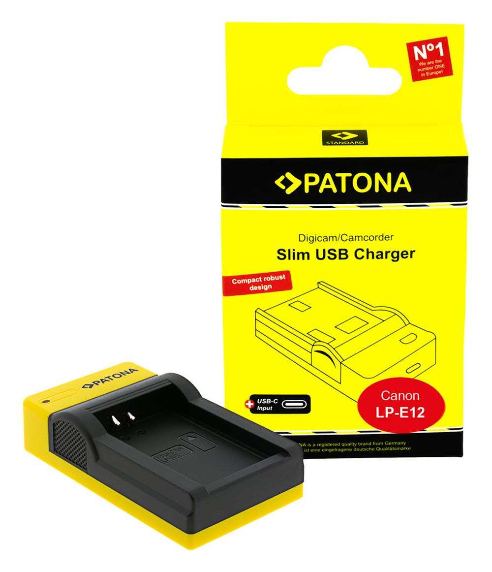 PATONA Slim USB Charger with USB-C Input for Canon LP-E12 EOS M