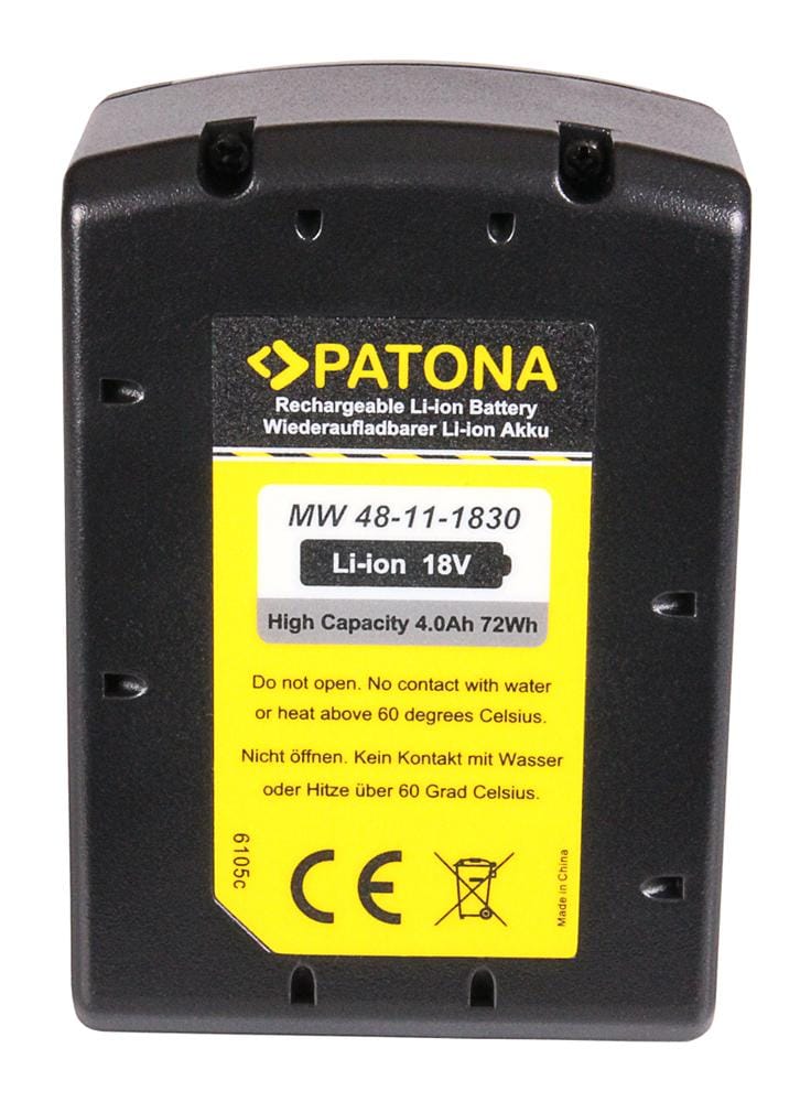PATONA Batterie pour Milwaukee M18 2601 2610 2611 2620 2630 2650 M18 Compact Berner BBP 18