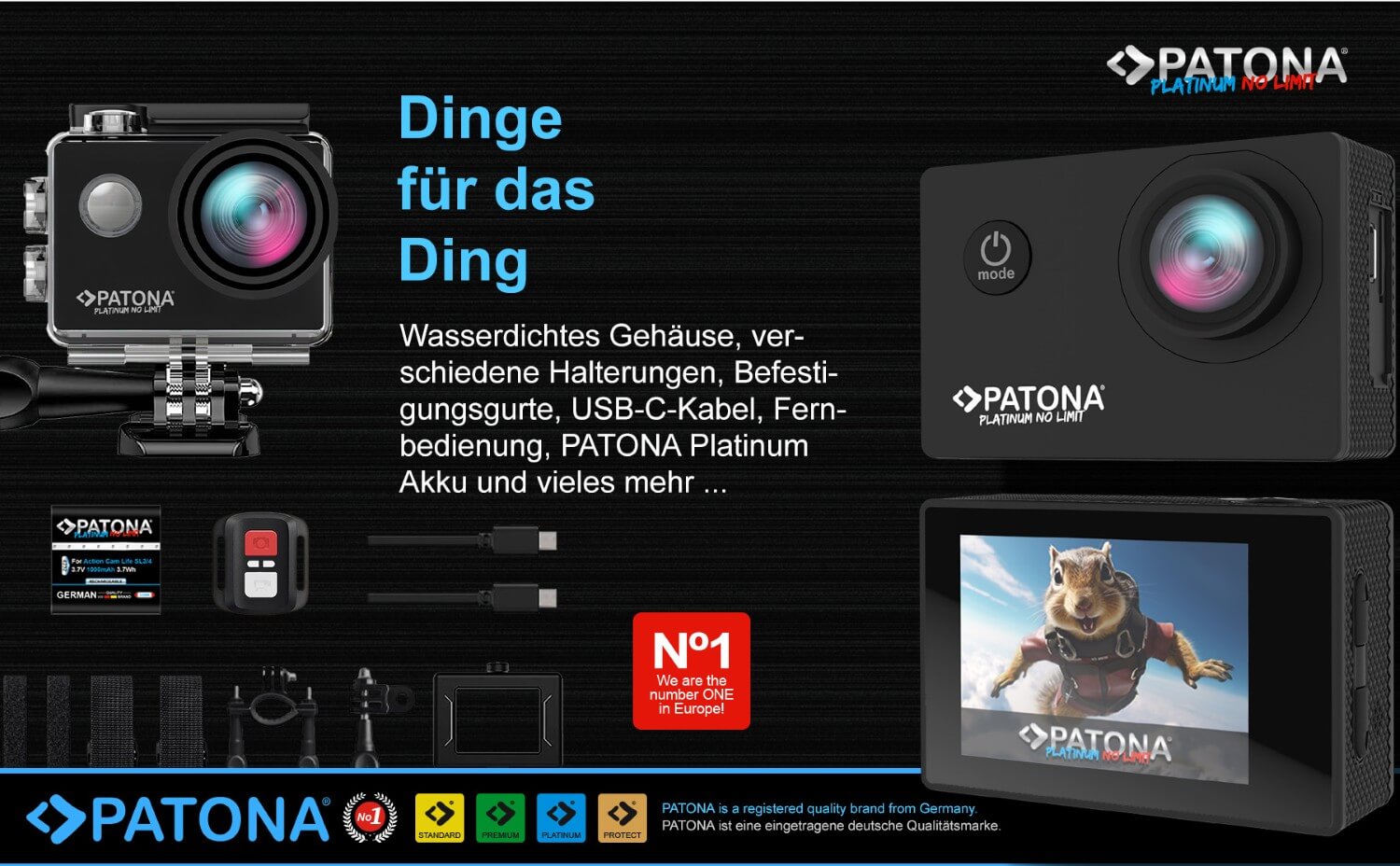 PATONA Platinum Action Cam Life SL3 4K 120fps 16mp 120° 4G+IR RC Wifi APP wiele akcesoriów PATONA Platinum Action Cam Life SL3 4K 120fps 16mp 120° 4G+IR RC Wifi APP wiele akcesoriów