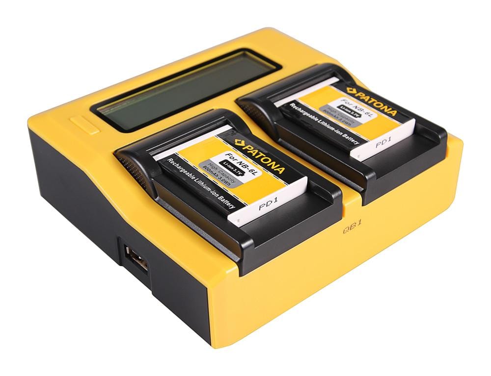 Caricatore Dual LCD USB PATONA per Canon SLB-10A, Ixus 85 IS, IXY DIGITAL 25 IS