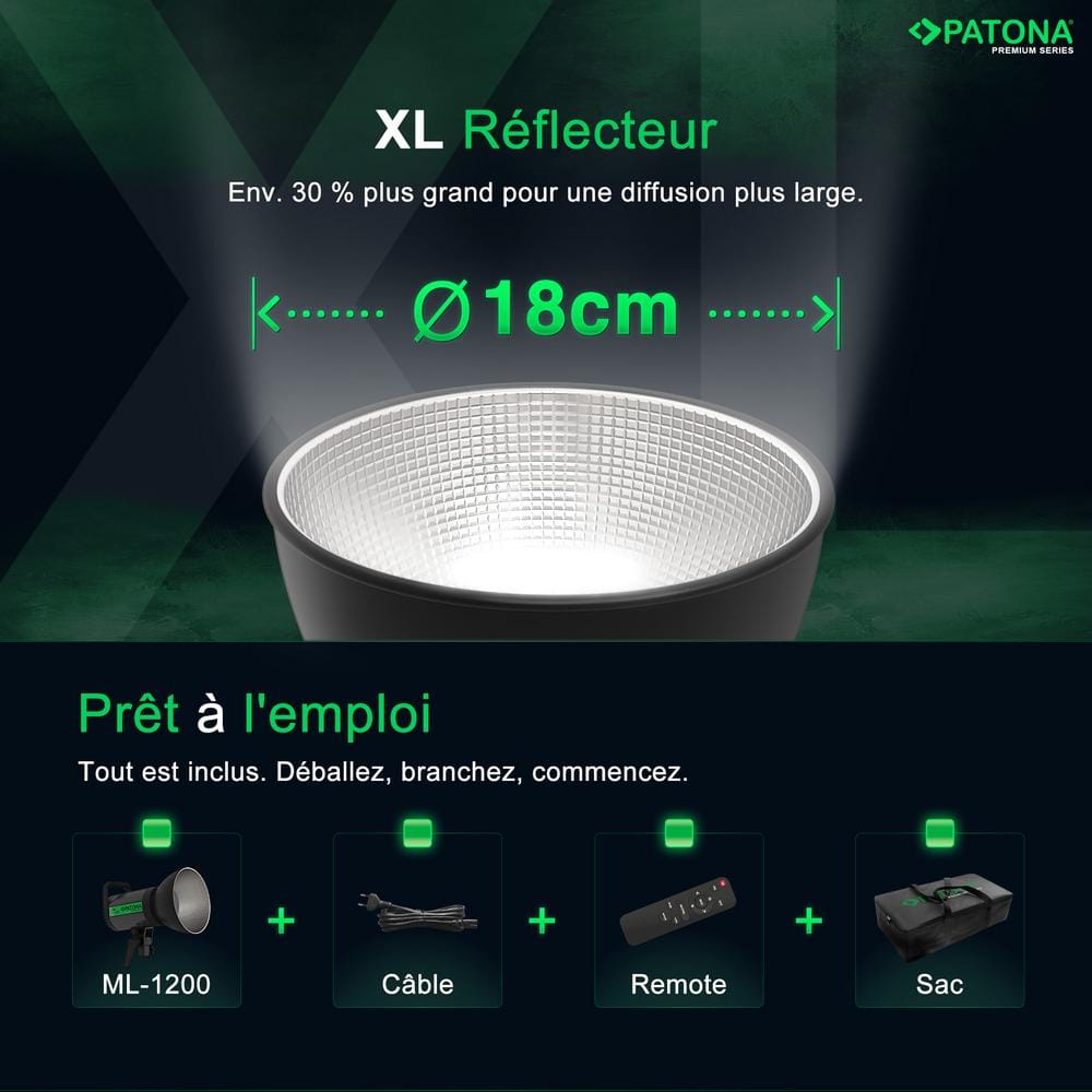 PATONA Premium COB LED Light ML-1200 120W Bi-Color for Photo and Video Production incl. Carrying Case