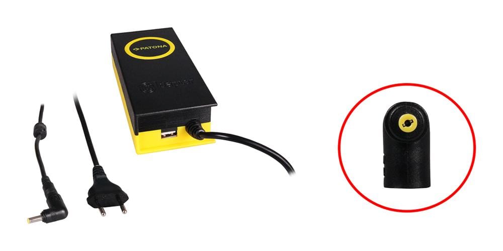 PATONA 90W Adaptateur Sync 4,8 × 1,7 × 12 mm 19 V avec sortie USB 2,1 A pour ordinateur portable, disque dur externe, lecteur Blu‑Ray, consoles de jeu et plus PATONA 90W Adaptateur Sync 4,8 × 1,7 × 12 mm 19 V avec sortie USB 2,1 A pour ordinateur portable, disque dur externe, lecteur Blu‑Ray, consoles de jeu et plus