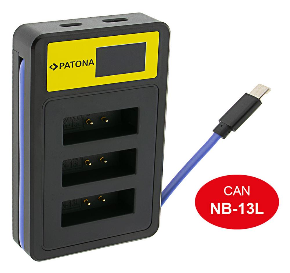 PATONA Smart Triple LCD USB Cargador para Canon NB-13L PowerShot G5 X G5X G7 X G7 X Mark II G7X G9 X