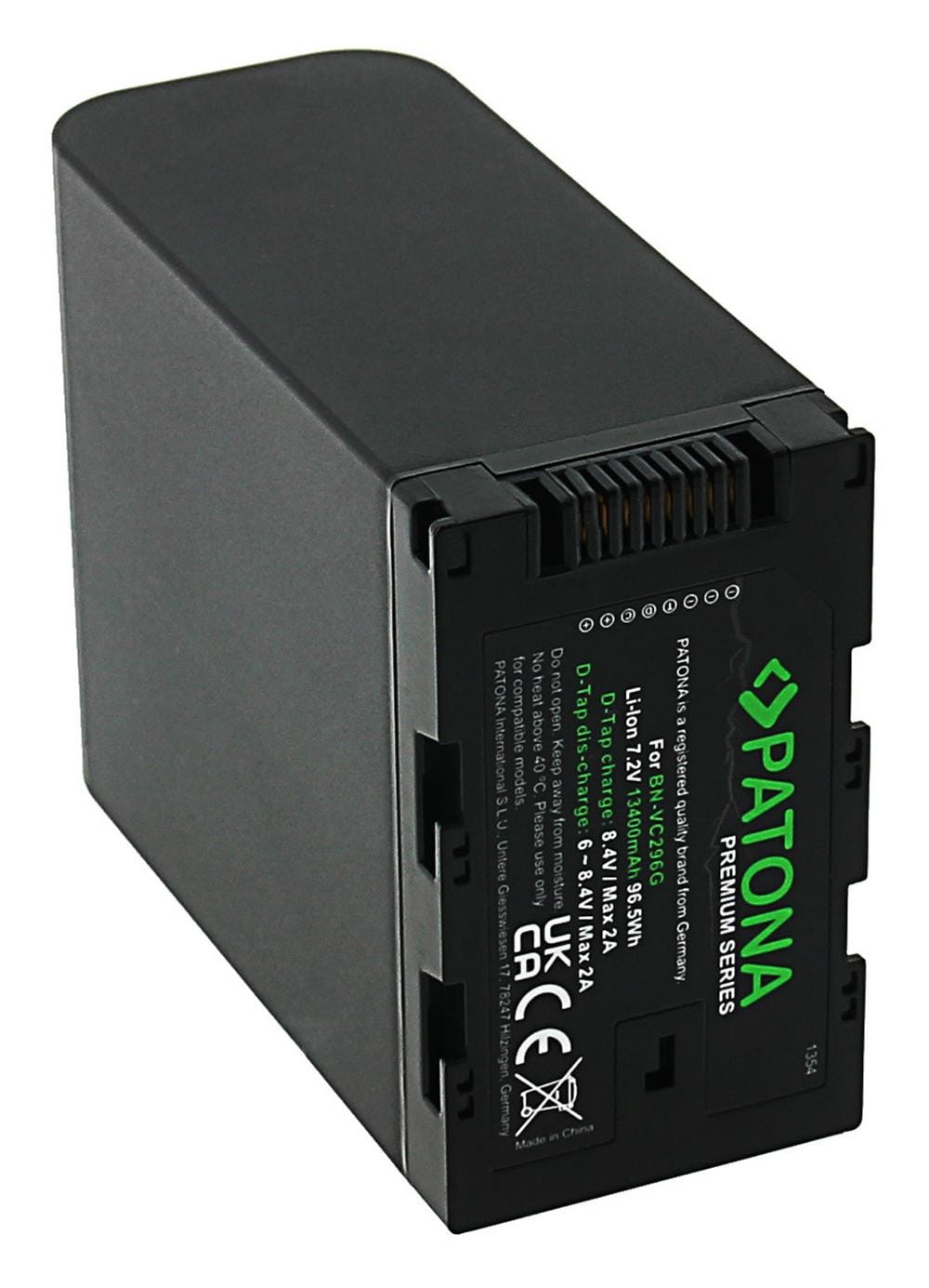 PATONA Bateria Premium BN-VC296G para JVC GY‑HC500 GY‑HC550 D‑Tap com células LG de alta qualidade