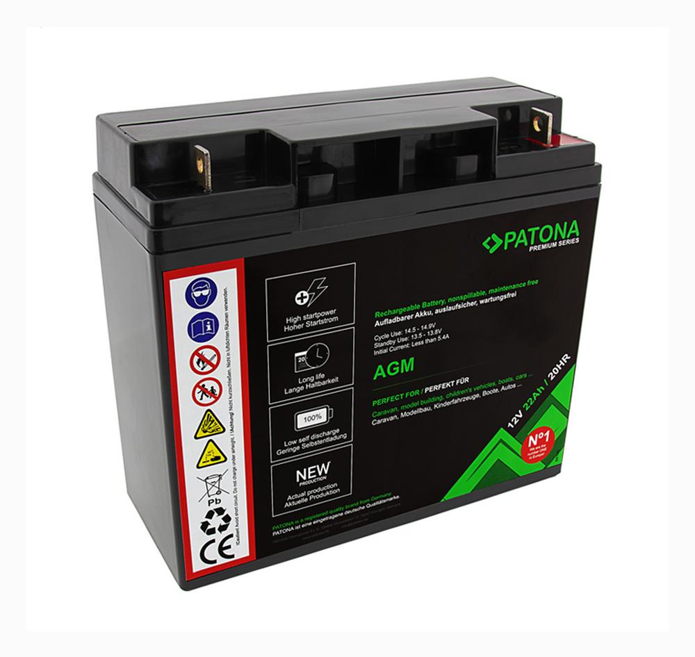 PATONA Premium AGM Lead-Acid Battery 12 V 22 Ah 20 HR for Caravan, Model Building, Kids Vehicles, Boats, Signal & Alarm Systems, Backup Power, Lawn Mowers, SUV & ZSV Systems, UPS, Solar Technology PATONA Premium AGM Lead-Acid Battery 12 V 22 Ah 20 HR for Caravan, Model Building, Kids Vehicles, Boats, Signal & Alarm Systems, Backup Power, Lawn Mowers, SUV & ZSV Systems, UPS, Solar Technology