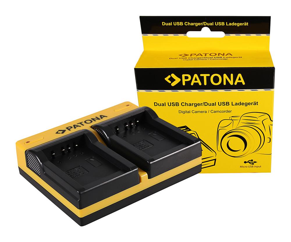 Ładowarka podwójna PATONA dla Samsung SLB-0837B IA‑BH130C IA‑BH130LB Digimax i85 L74 wide z Micro‑USB