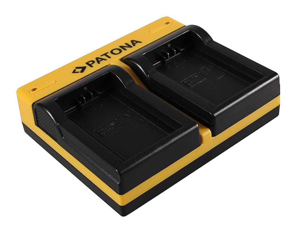 Caricabatterie Duale PATONA per Canon BP-110 Legria HF 206 HF 28 HF R26 con cavo Micro‑USB