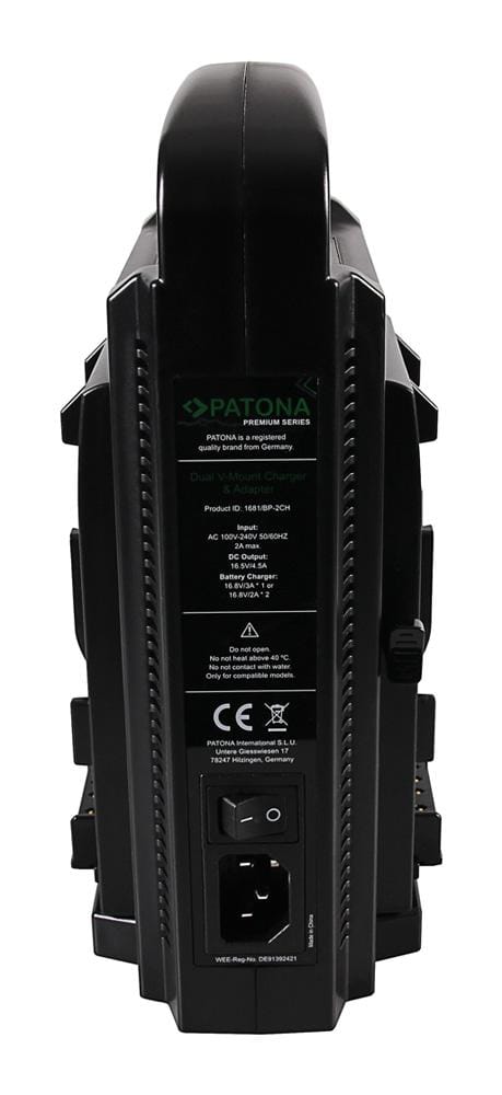 PATONA Premium Dual V‑Mount Charger for Sony BP‑95W BP‑GL65 BP‑190WS with 4‑Pin XLR Cable