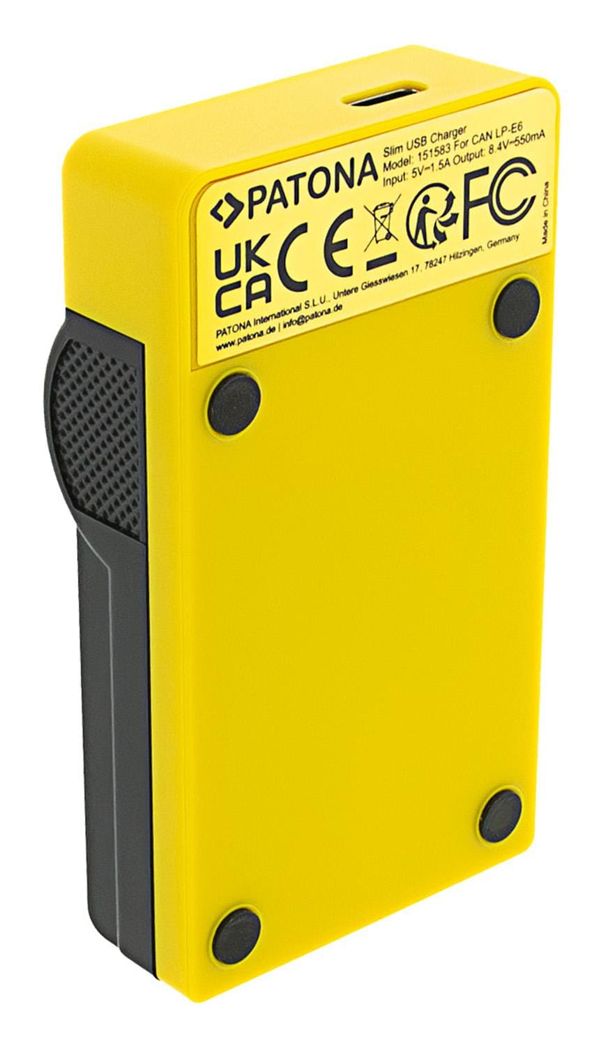 Carregador USB Slim PATONA com entrada USB‑C para Canon LP‑E6 EOS 5D 60D 60Da 6D 7D EOS 70D EOS‑70D