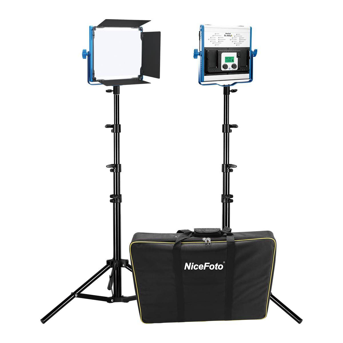 Luz de vídeo LED com tripé conjunto de 2 com controlo por aplicação ColorGlow Pro 600 Luz de vídeo LED com tripé conjunto de 2 com controlo por aplicação ColorGlow Pro 600