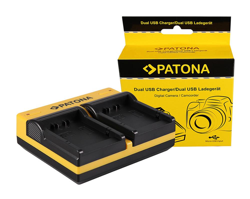 Podwójna ładowarka PATONA do Panasonic BLB13 Lumix DMCG1 DMC-G1 DMCG10 DMC-G10 DMCG10K z kablem Micro-USB