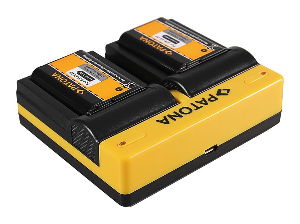 Carregador Dual PATONA para Nikon EN-EL23 Coolpix p600 com cabo Micro-USB