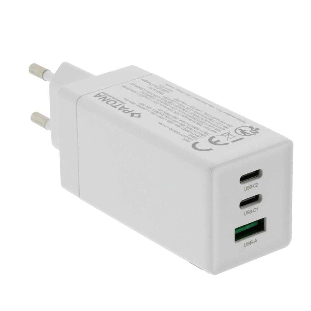PATONA Premium GaN PD65W Adapter White 2 x USB‑C & 1 x USB‑A PD3.0 QC3.0 PATONA Premium GaN PD65W Adapter White 2 x USB‑C & 1 x USB‑A PD3.0 QC3.0