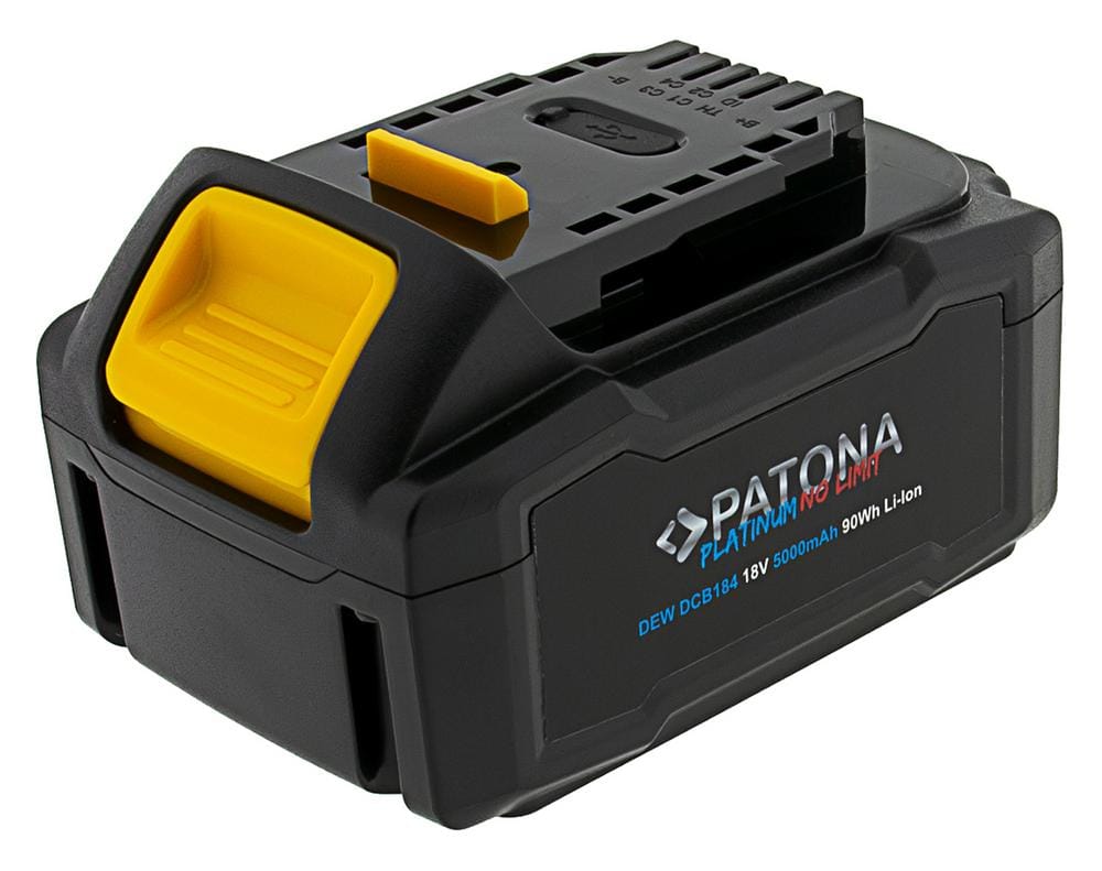 PATONA Platinum 18V Batterie DCB184 pour la série DeWalt XR avec USB‑C PD65 W Entrée et Sortie PATONA Platinum 18V Batterie DCB184 pour la série DeWalt XR avec USB‑C PD65 W Entrée et Sortie