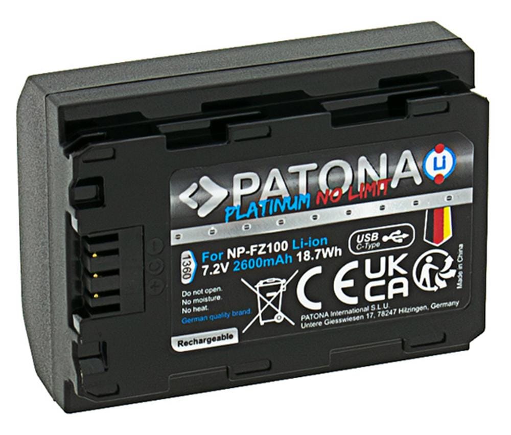 PATONA Platinum Bateria com Entrada USB‑C para Sony NP‑FZ100 A7 III A7M3 Alpha 7 III A7 R III A7RM3 Alpha 7 PATONA Platinum Bateria com Entrada USB‑C para Sony NP‑FZ100 A7 III A7M3 Alpha 7 III A7 R III A7RM3 Alpha 7