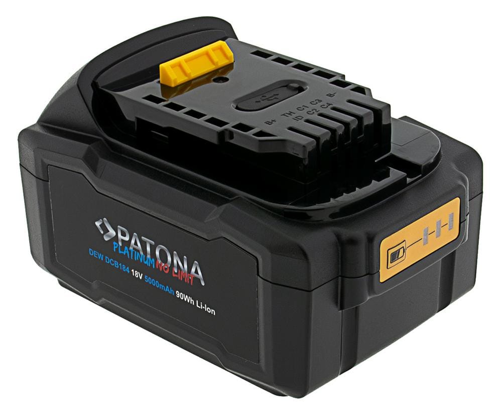 PATONA Platinum 18V Batterie DCB184 pour la série DeWalt XR avec USB‑C PD65 W Entrée et Sortie