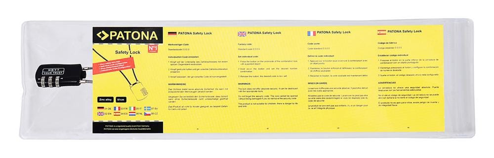 PATONA lucchetto per E‑Scooter con codice numerico a 3 cifre 61 cm