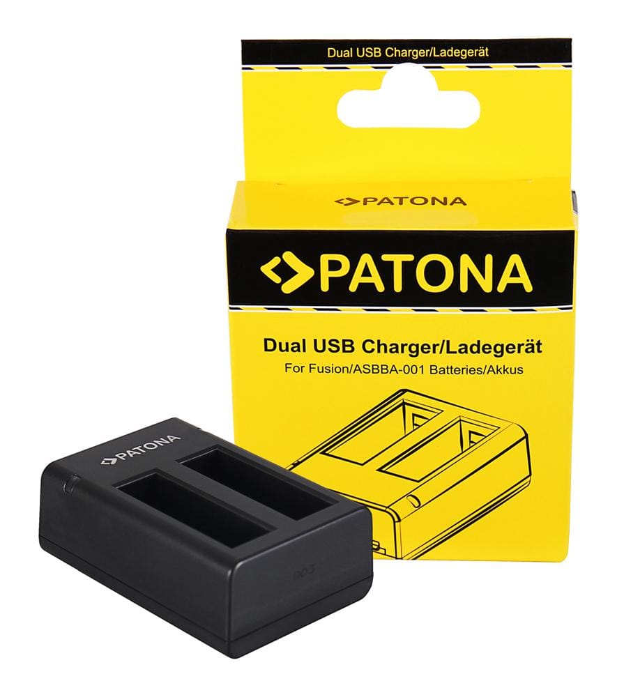 PATONA Carregador Dual de Carregamento Rápido para GoPro Fusion, ASBBA-001 com Cabo Micro-USB