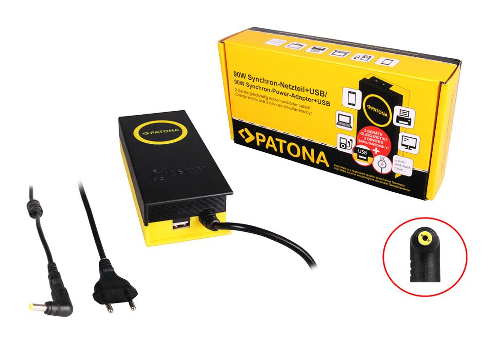 PATONA 90W Power Supply 19V 5.5x2.1x12mm with USB Output 2.1A