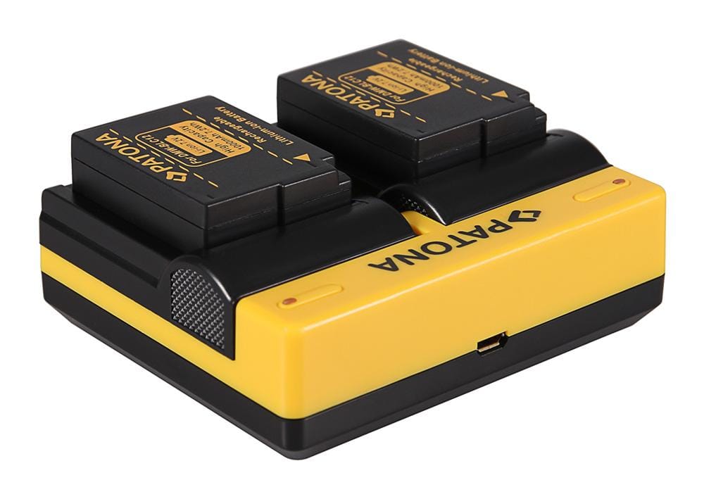 Caricatore Duale PATONA per Leica & Panasonic DMW‑BLC12PP V‑Lux 4 con cavo Micro‑USB