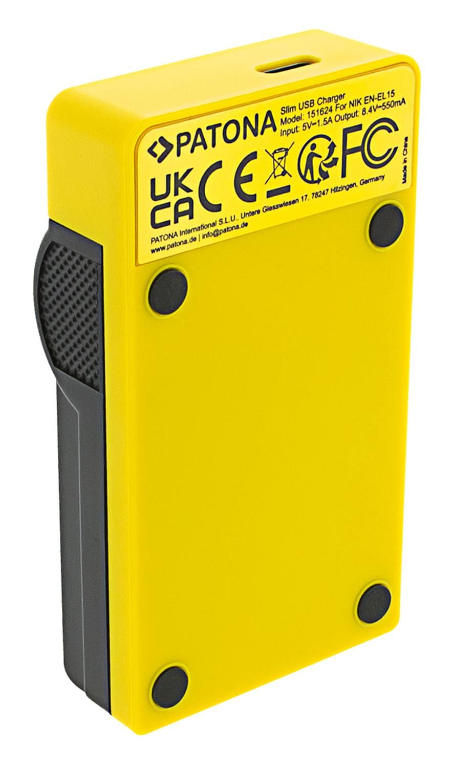 Carregador USB Slim PATONA com entrada USB‑C para Nikon EN‑EL15 D600 D610 D7000 D7100 D800