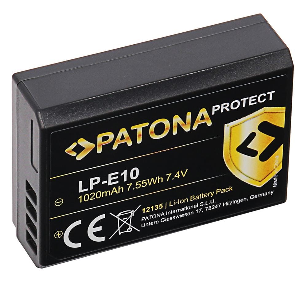 PATONA PROTECT Bateria para Canon LP‑E10 LPE10 EOS 1100D EOS 2000D EOS 4000D Kiss X50 EOS Rebel T3