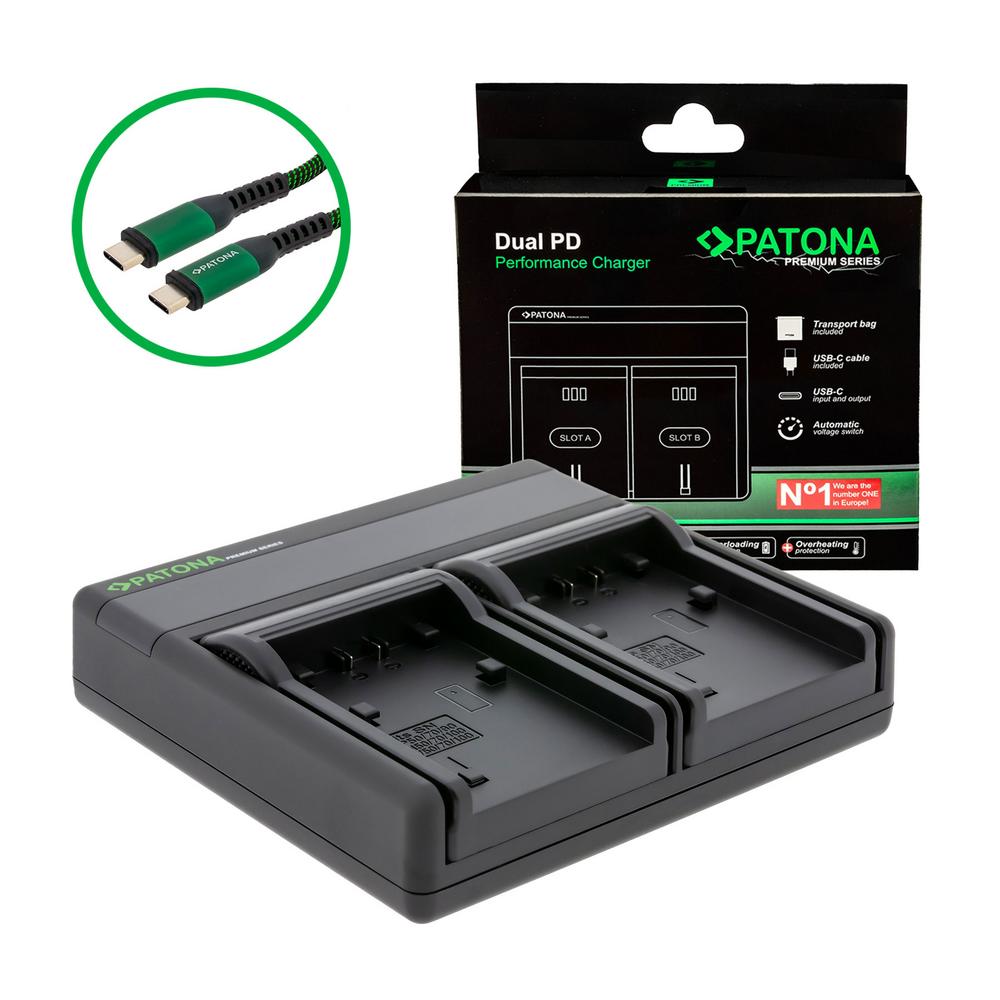PATONA Premium Dual PD Performance Charger for Sony NP-FP50 with USB-C input/output PATONA Premium Dual PD Performance Charger for Sony NP-FP50 with USB-C input/output