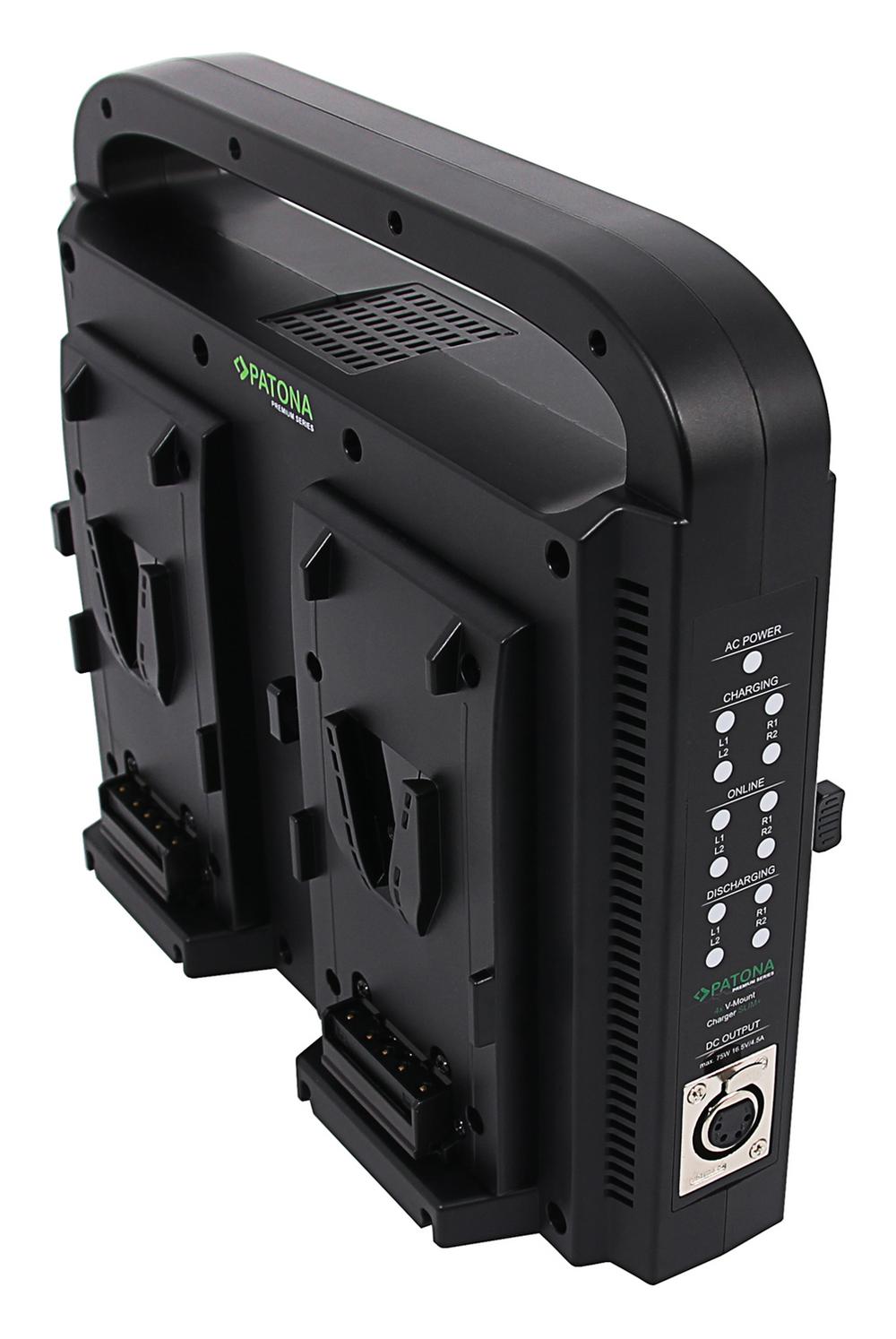 PATONA Parallel 4‑Slot Slim Charger – Compact for Sony Red DSLR V‑Mount Batteries with Power Supply Function