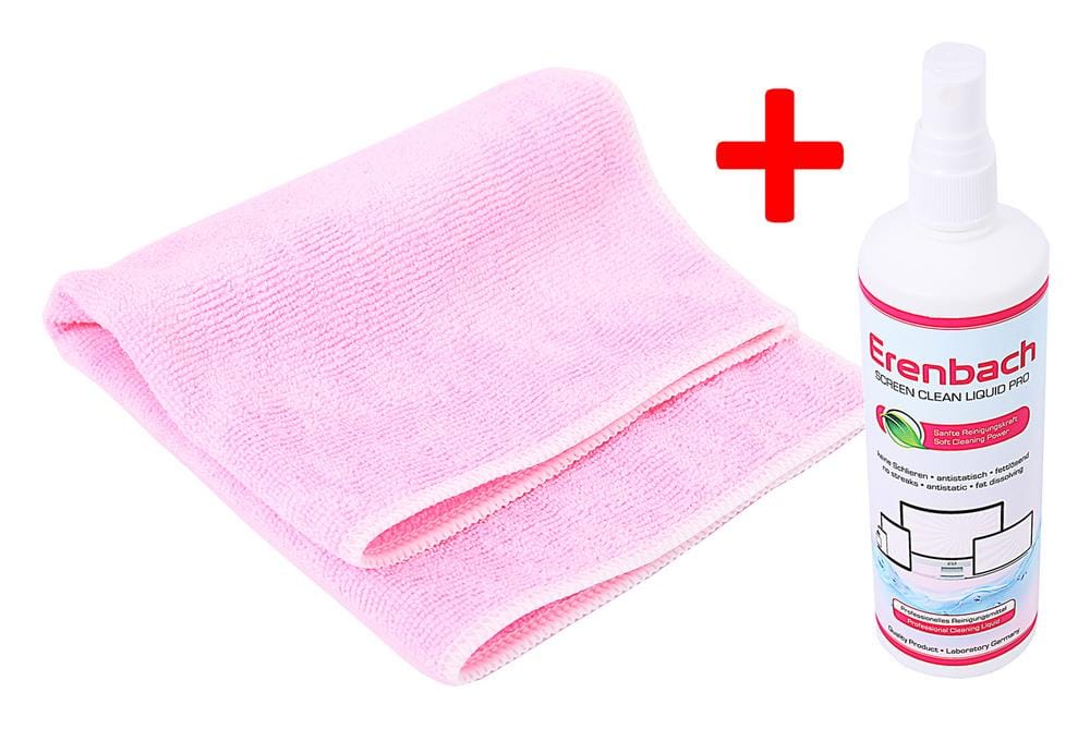 Erenbach Set 250 ml de limpador profissional para ecrã e pano de microfibra 30 x 30 cm Erenbach Set 250 ml de limpador profissional para ecrã e pano de microfibra 30 x 30 cm
