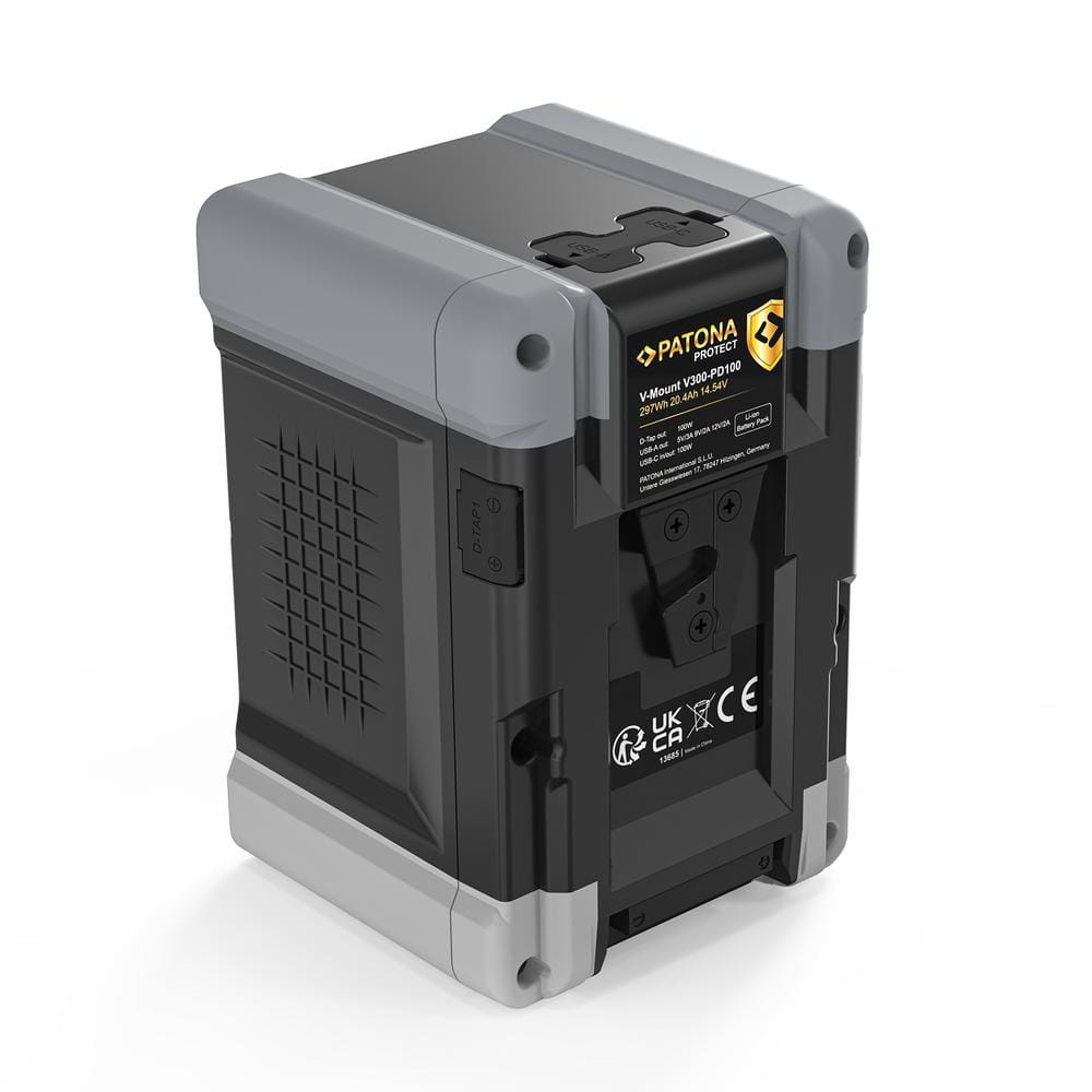 PATONA PROTECT V‑Mount Battery V300 PD100 297 Wh USB‑C USB‑A 2×D‑Tap PATONA PROTECT V‑Mount Battery V300 PD100 297 Wh USB‑C USB‑A 2×D‑Tap