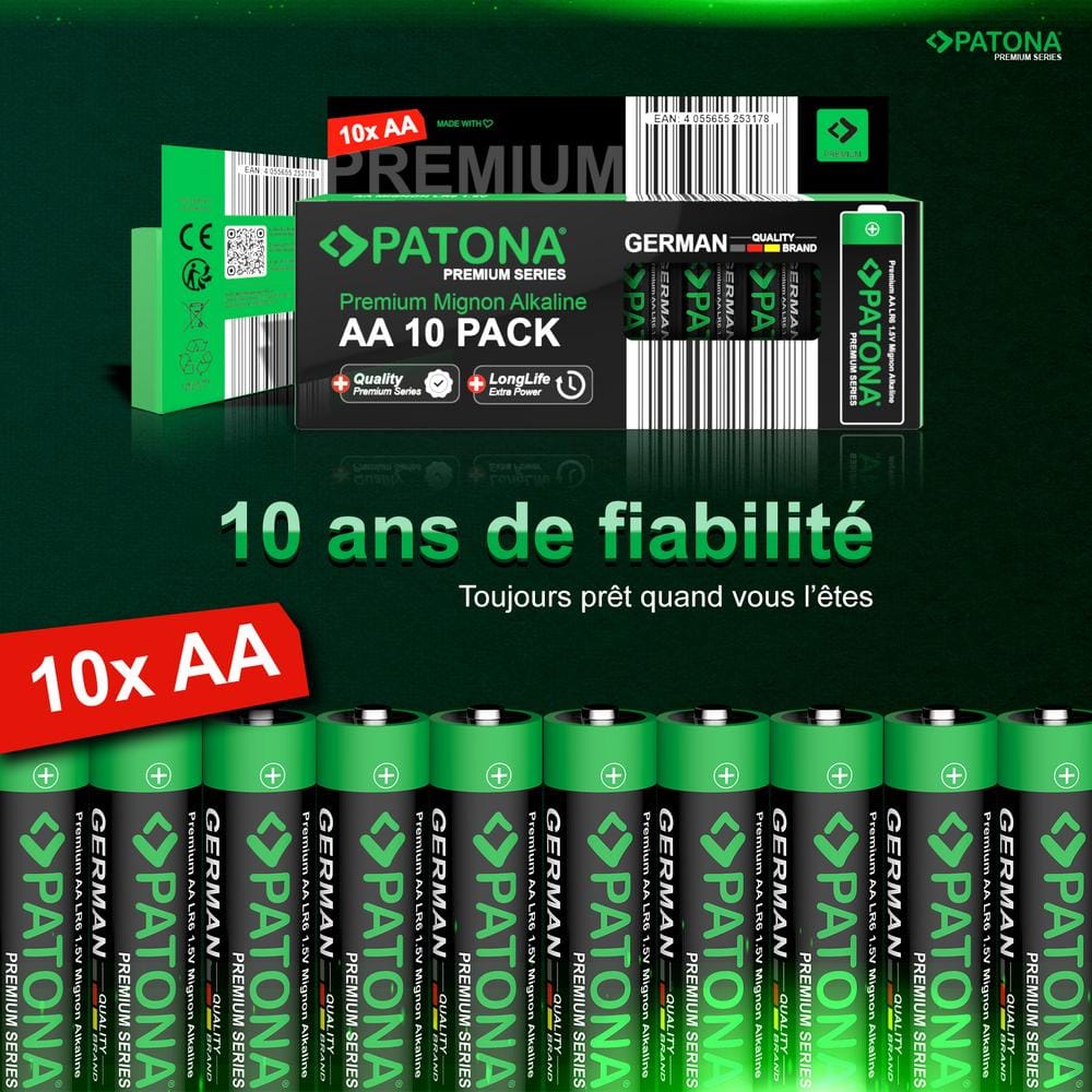 PATONA Premium 10 unidades de baterías alcalinas AA Mignon LR06