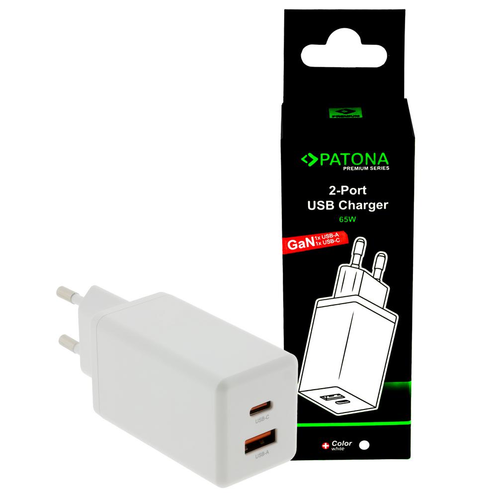 PATONA Premium GaN PD65W Adattatore bianco 1x USB-C 1x USB-A PD3.0 QC3.0 PATONA Premium GaN PD65W Adattatore bianco 1x USB-C 1x USB-A PD3.0 QC3.0