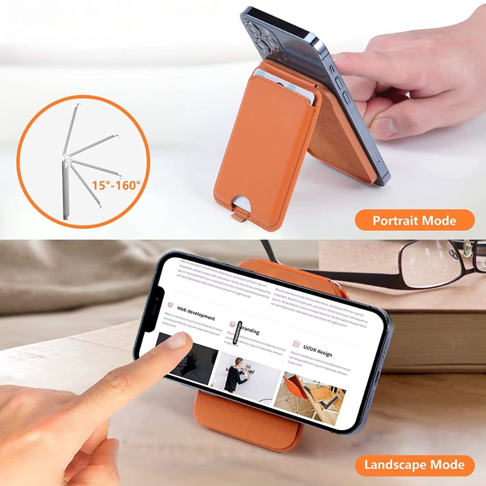 MagSafe carteira de couro vegan para telemóvel - Carteira magnética premium com 1 compartimento para 3 cartões
