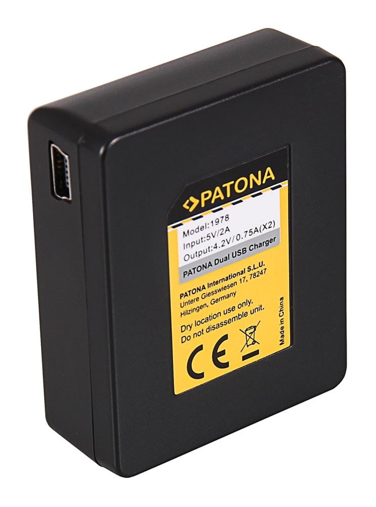 Carregador USB Dual PATONA para SJCAM SJ4000 SubTig3 Rollei Actioncam 220 300 300 Plus 310 330 415 416 426